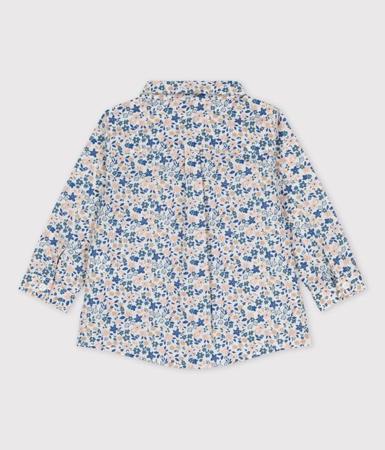 Popeline hemdje met lange mouwen en bloemenprint wit ECUME/wit MULTICO