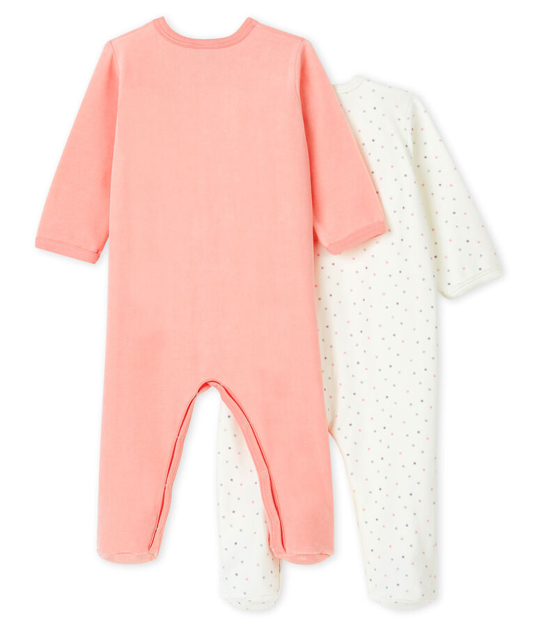 Lot de 2 dors-bien b&eacute;b&eacute; fille en velours multicouleur