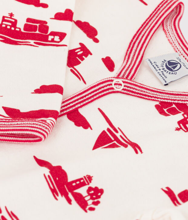 Pyjama in tubic met print wit/rood