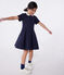 Robe enfant en coton manches courtes unie bleu SMOKING