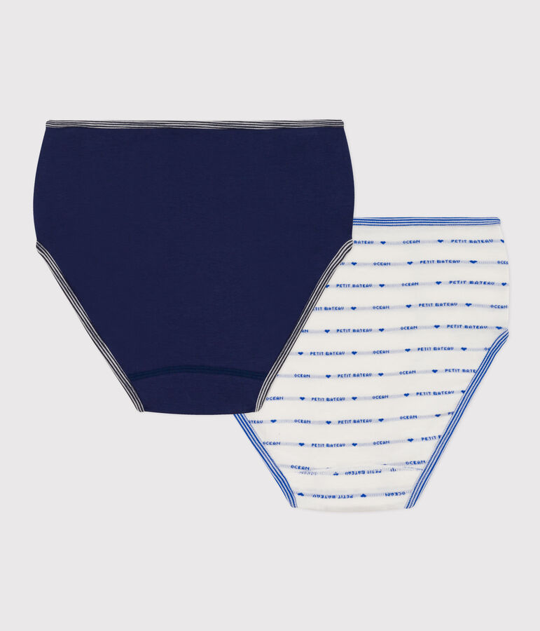 Set van 2 damesslipjes met hoge taille in katoen multicouleur