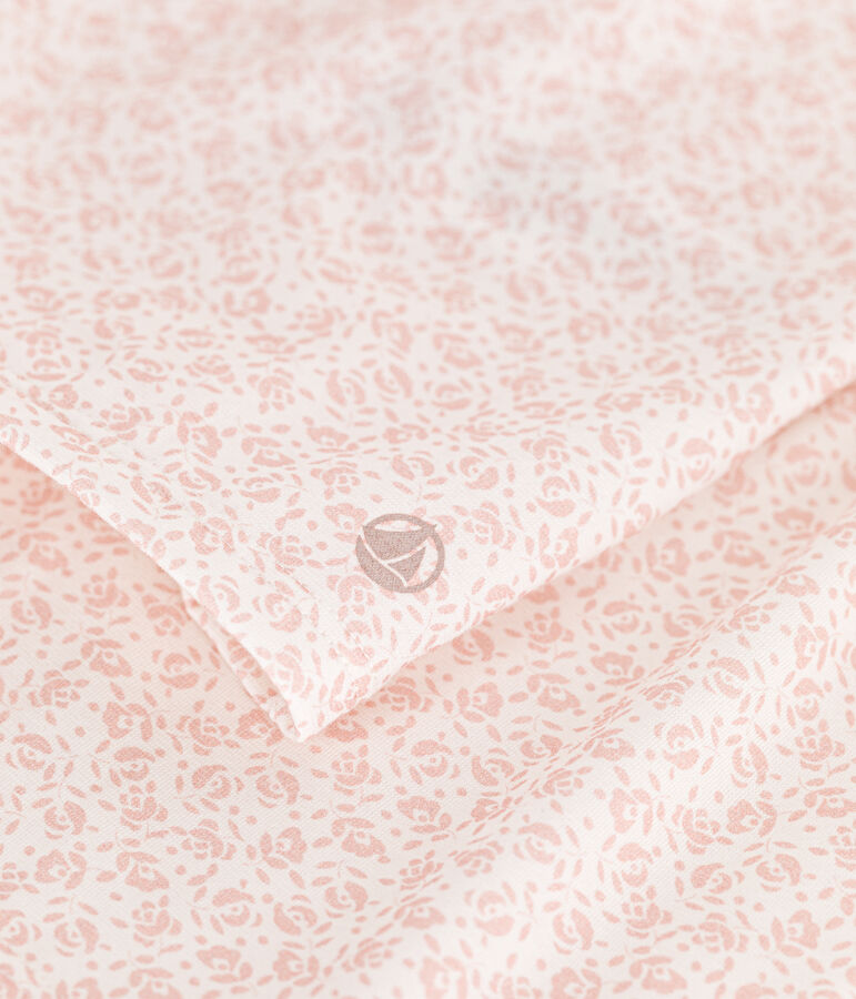 Katoenen pyjamashort met bloemenprint voor kinderen wit/roze