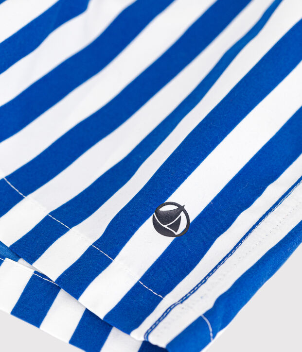 Gestreepte zwemshort voor kinderen wit/blauw