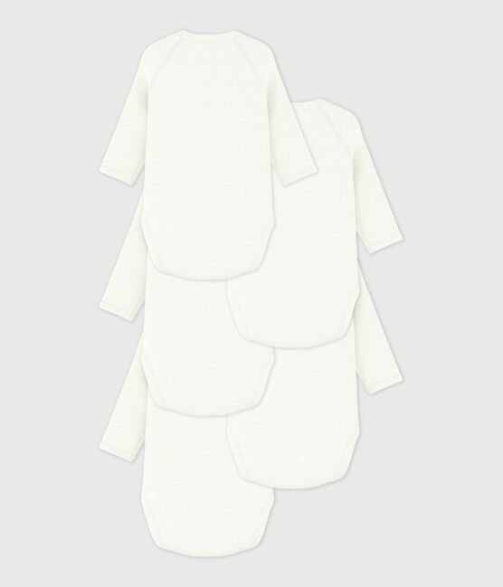Setje met effen katoenen babyrompertjes met lange mouwen variante 1