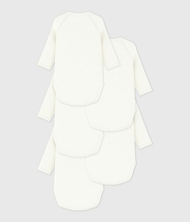 Setje met effen katoenen babyrompertjes met lange mouwen multicouleur