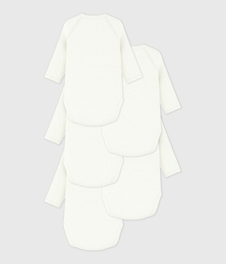 Setje met effen katoenen babyrompertjes met lange mouwen multicouleur