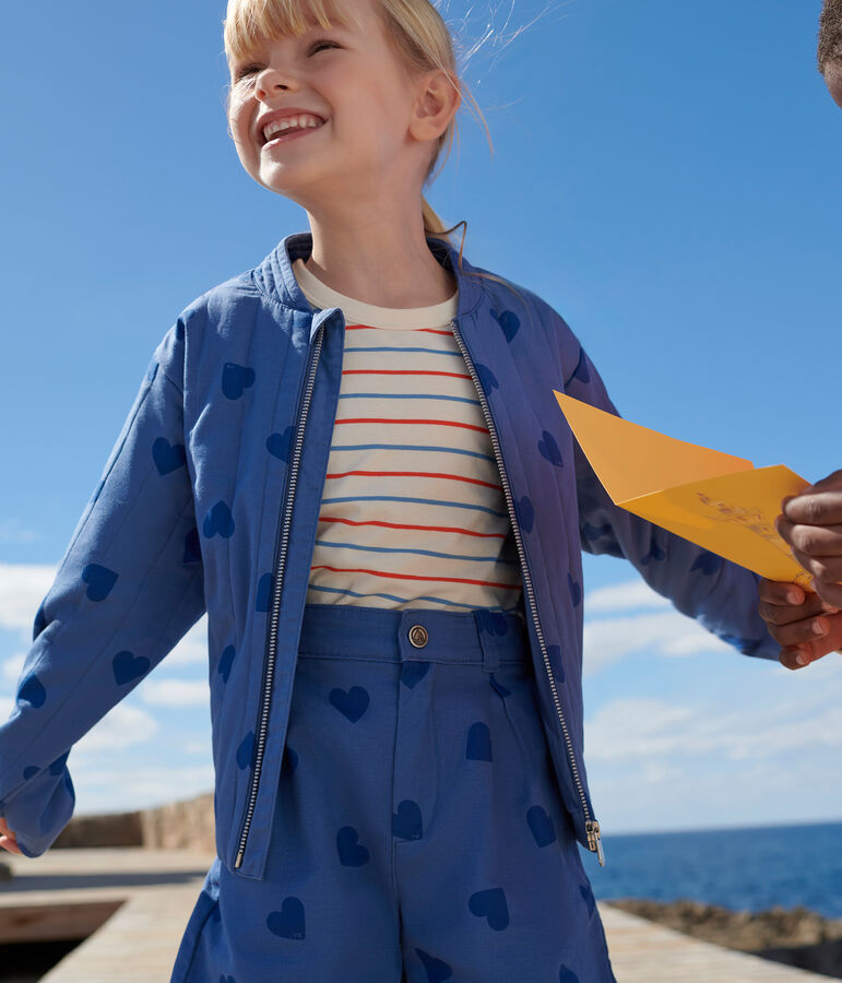 Katoenen kinderjasje met hartjes blauw/blauw