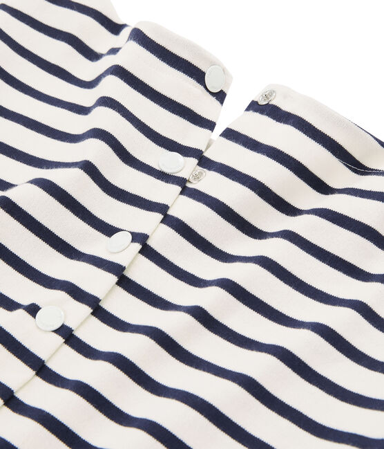 Jurk met lange mouwen vrouwen blauw SMOKING/beige COQUILLE