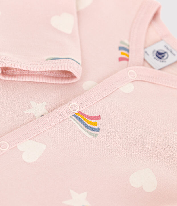 Pyjama en molleton gratt&eacute; imprim&eacute; &eacute;toiles et c&oelig;urs b&eacute;b&eacute; rose/multicouleur