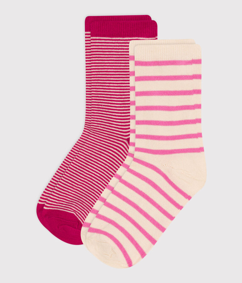 2 paires de chaussettes en coton rayures enfant multicouleur