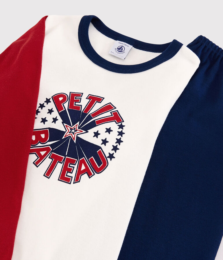 Katoenen pyjama voor kleine jongens blauw MEDIEVAL/wit MULTICO