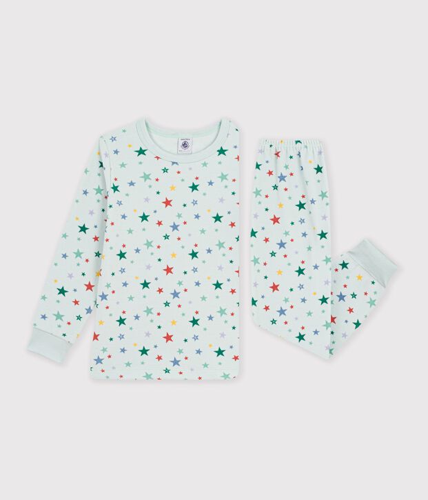 Pyjama enfant en velours imprim&eacute; &eacute;toiles bleu/multicouleur