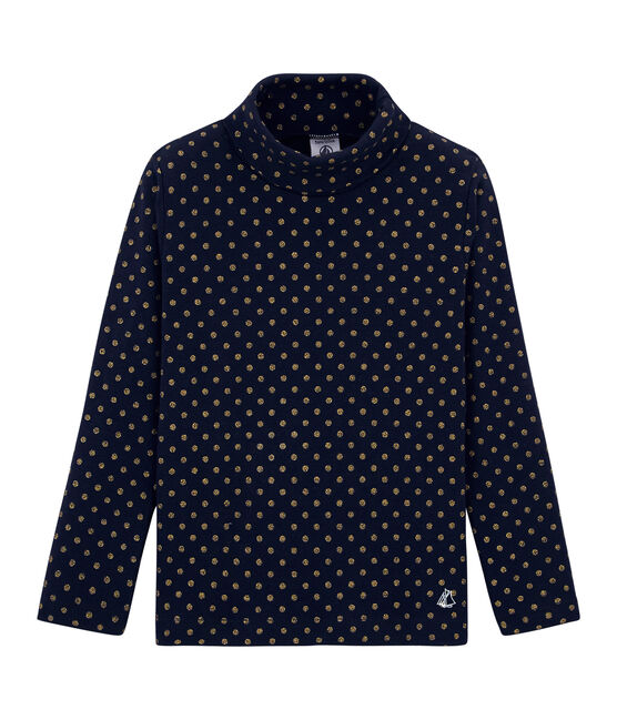Sous pull enfant fille à pois bleu SMOKING/jaune DORE