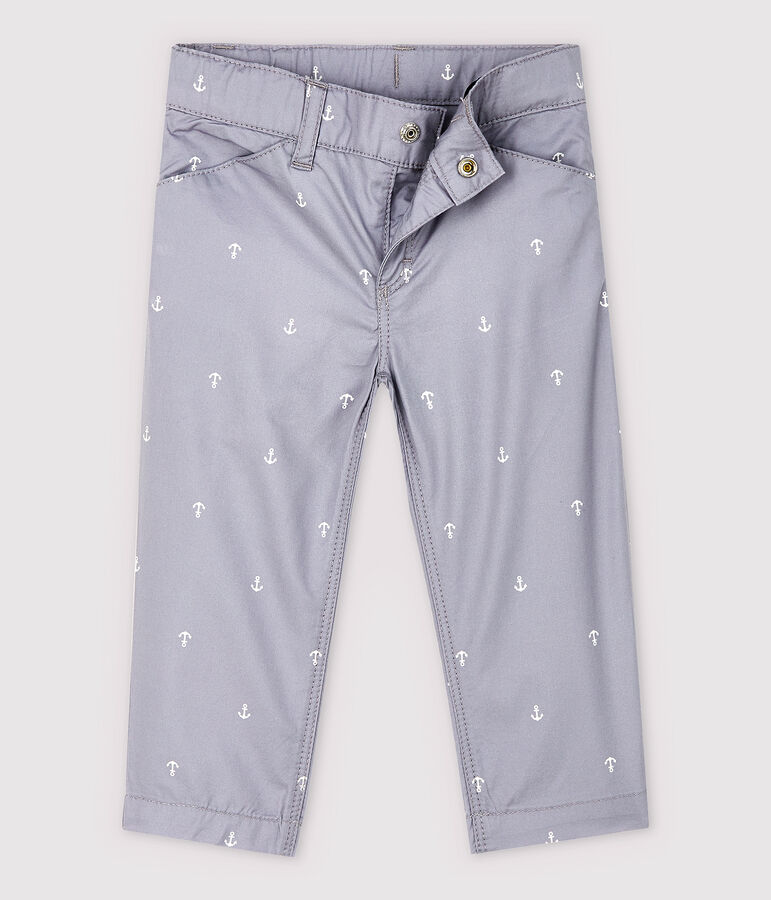 Pantalon en twill en brod&eacute; b&eacute;b&eacute; gar&ccedil;on gris