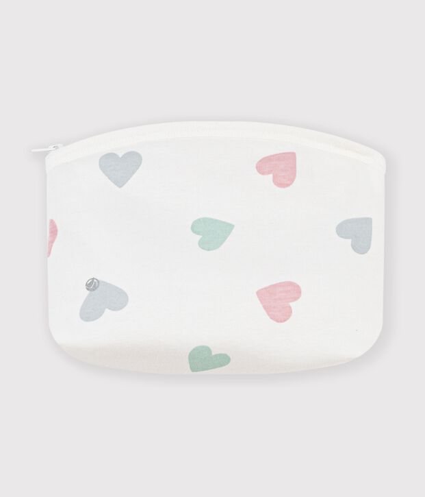 Pochette b&eacute;b&eacute; en coton imprim&eacute; c&oelig;urs blanc/multicouleur