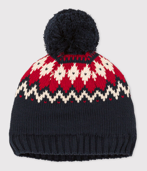 Wollen babymuts blauw/multicouleur
