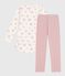 Chemise de nuit et legging enfant en molleton imprimé cœurs rose JOLI/blanc MULTICO