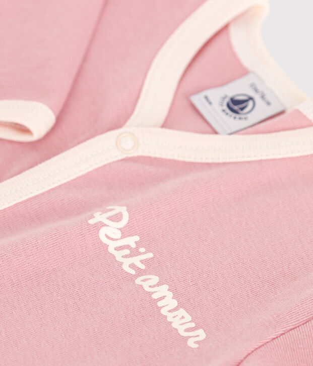 Pyjama b&eacute;b&eacute; en coton uni rose