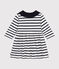 Jurk in jersey met lange mouwen voor baby's wit MARSHMALLOW/blauw SMOKING
