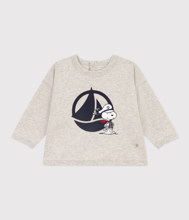Sweatshirt Petit Bateau X Snoopy en molleton b&eacute;b&eacute; gris