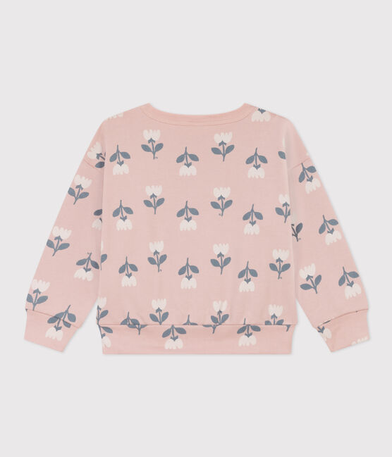 Sweatshirt en molleton enfant fille rose SALINE/blanc MULTICO