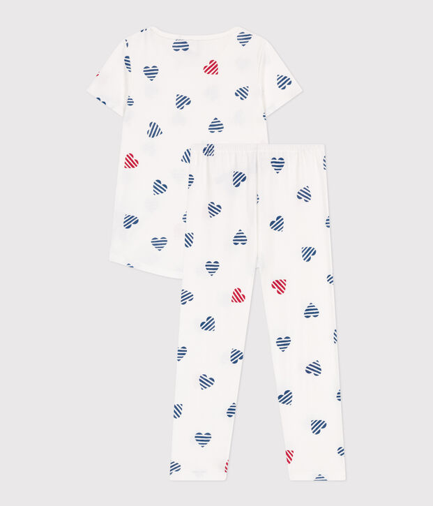 Katoenen kinderpyjama met bloemenprint wit/rood/multicouleur