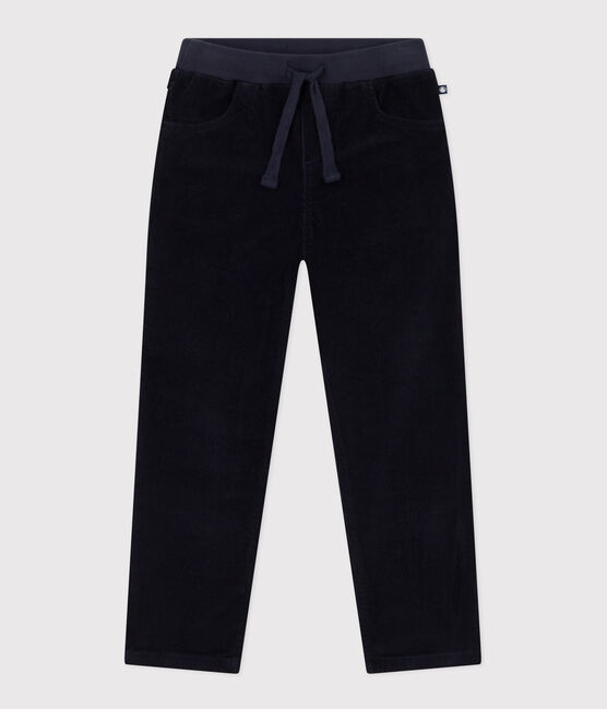 Pantalon droit en velours moyen enfant fille / garçon bleu SMOKING