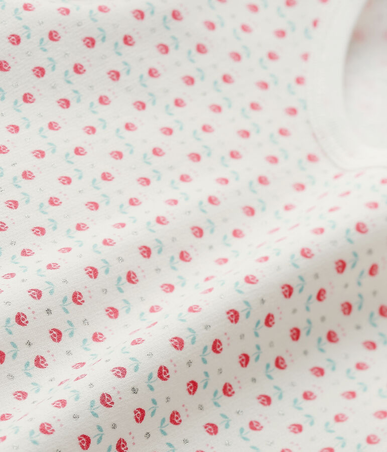 Pyjama fille imprim&eacute; blanc LAIT/blanc MULTICO