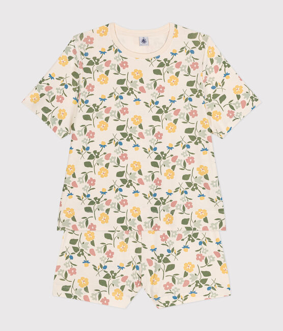 Katoenen pyjama met korte broek en T-shirt met bloemmotiefje voor dames wit AVALANCHE/ MULTICO