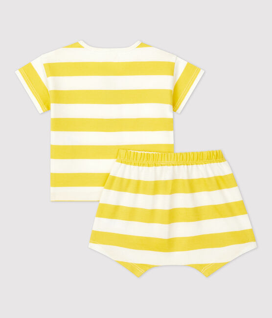 Ensemble 2 pièces rayé en jersey bébé jaune ORGE/blanc MARSHMALLOW