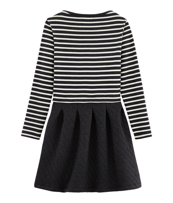 Robe bi-matière manches longues femme noir CITY/beige COQUILLE