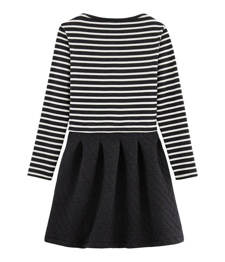 Robe bi-mati&egrave;re manches longues femme noir CITY/beige COQUILLE