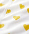 Dors-bien sans pieds bébé cœurs jaunes en coton biologique blanc MARSHMALLOW/blanc MULTICO