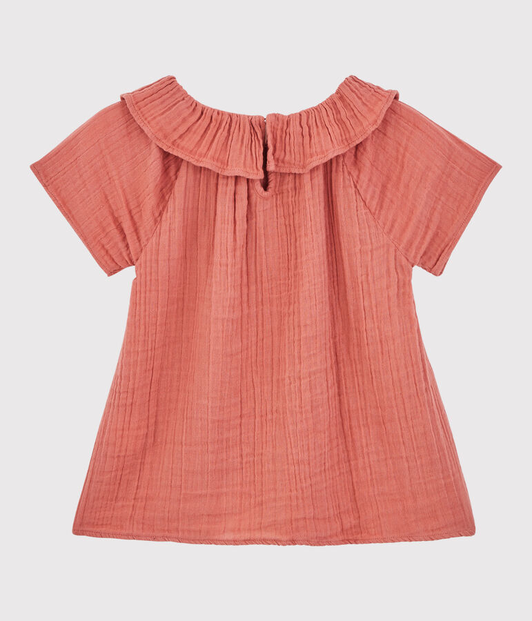 Blouse in biokatoenen gaas voor meisjes roze PAPAYE