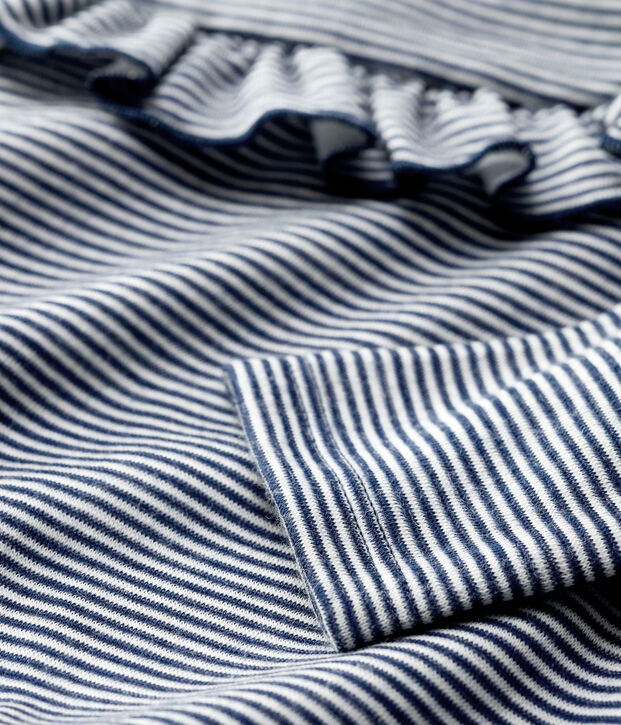 Blouse van wol en katoen baby blauw/wit