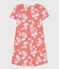 Meisjesnachthemd met Hawaïprint in katoen roze PAPAYE/ MARSHMALLOW