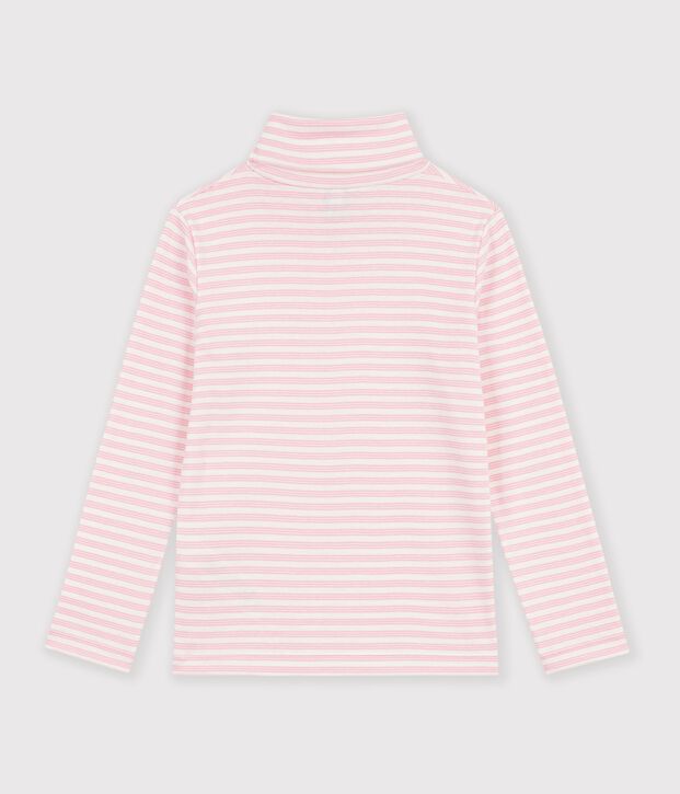 Gestreept katoenen coltruitje voor kinderen roze/roze
