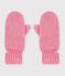 Moufles enfant en tricot unies doubl&eacute;es polaire rose