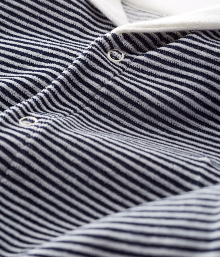 Fluwelen slaappakje babyjongen blauw/wit