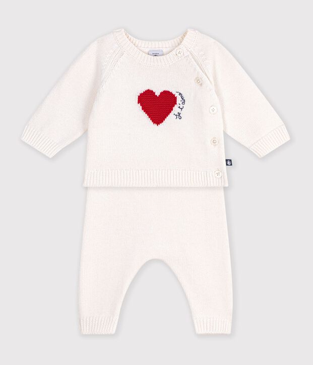 Gebreid babysetje met jacquardmotief rood/rood