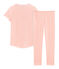 Pyjama à manches courtes petite fille en côte rose ROSAKO/blanc MARSHMALLOW