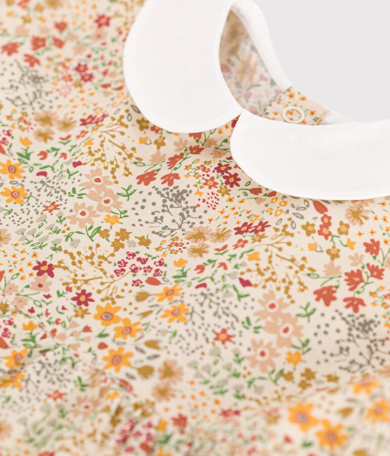 Robe manches courtes en popeline b&eacute;b&eacute; &eacute;cru/multicouleur