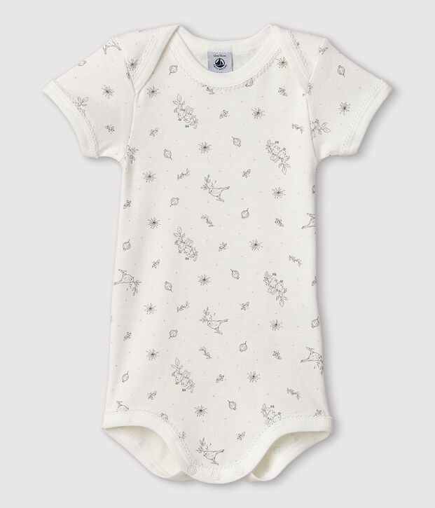 Romper met vogeltjesprint voor baby's wit/multicouleur