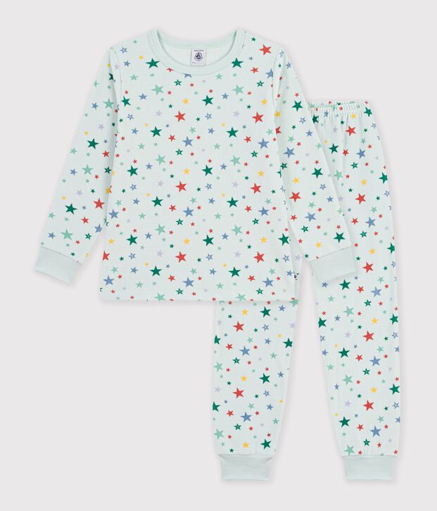 Pyjama enfant en velours imprim&eacute; &eacute;toiles bleu/multicouleur