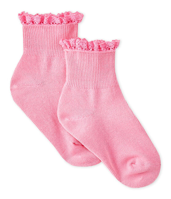 Kanten sokken baby meisje roze PETAL