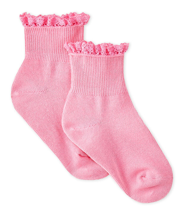Chaussettes dentelle b&eacute;b&eacute; fille rose