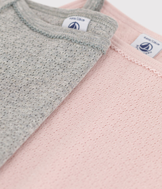 Lot de 2 chemises &agrave; bretelles en coton ajour&eacute; petite fille multicouleur