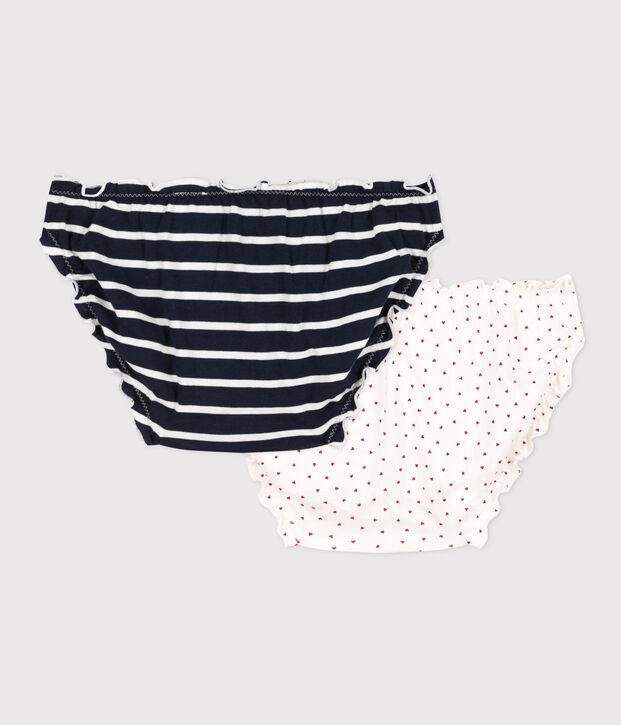Set van 2 katoenen slips met hartjes en streepjes voor vrouwen multicouleur