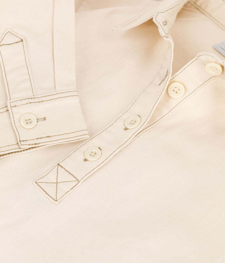 Robe manches longues en denim enfant fille &eacute;cru