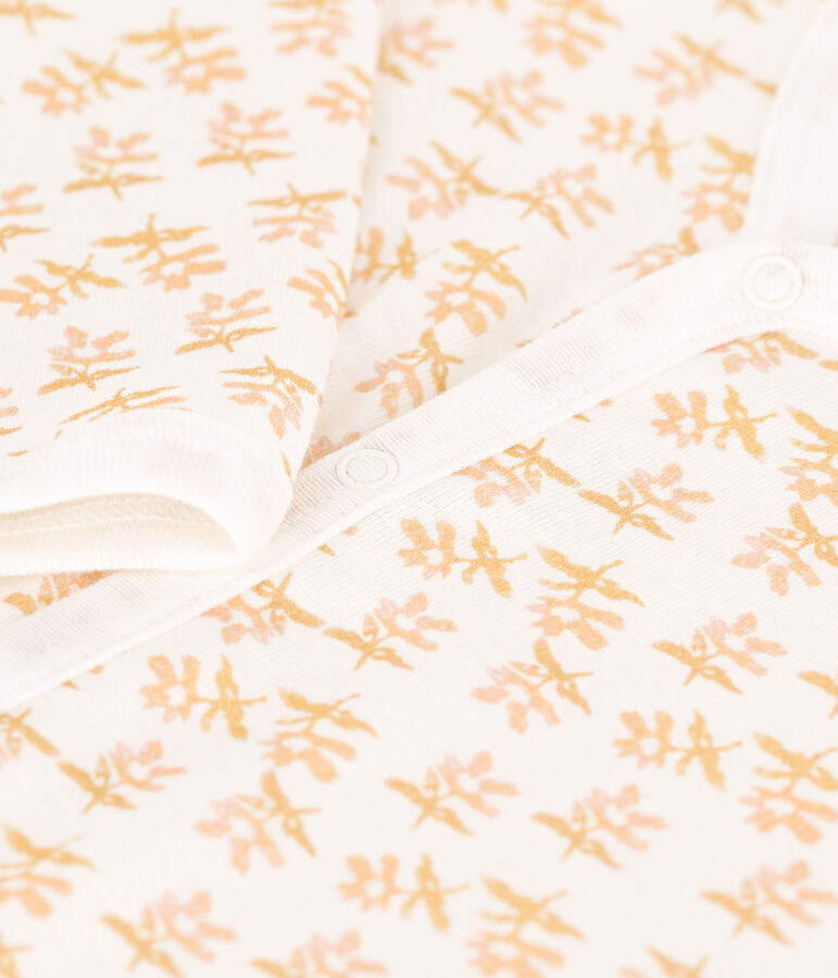 Pyjama b&eacute;b&eacute; sans pieds en coton blanc/jaune